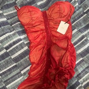 Hot , red lingerie dress